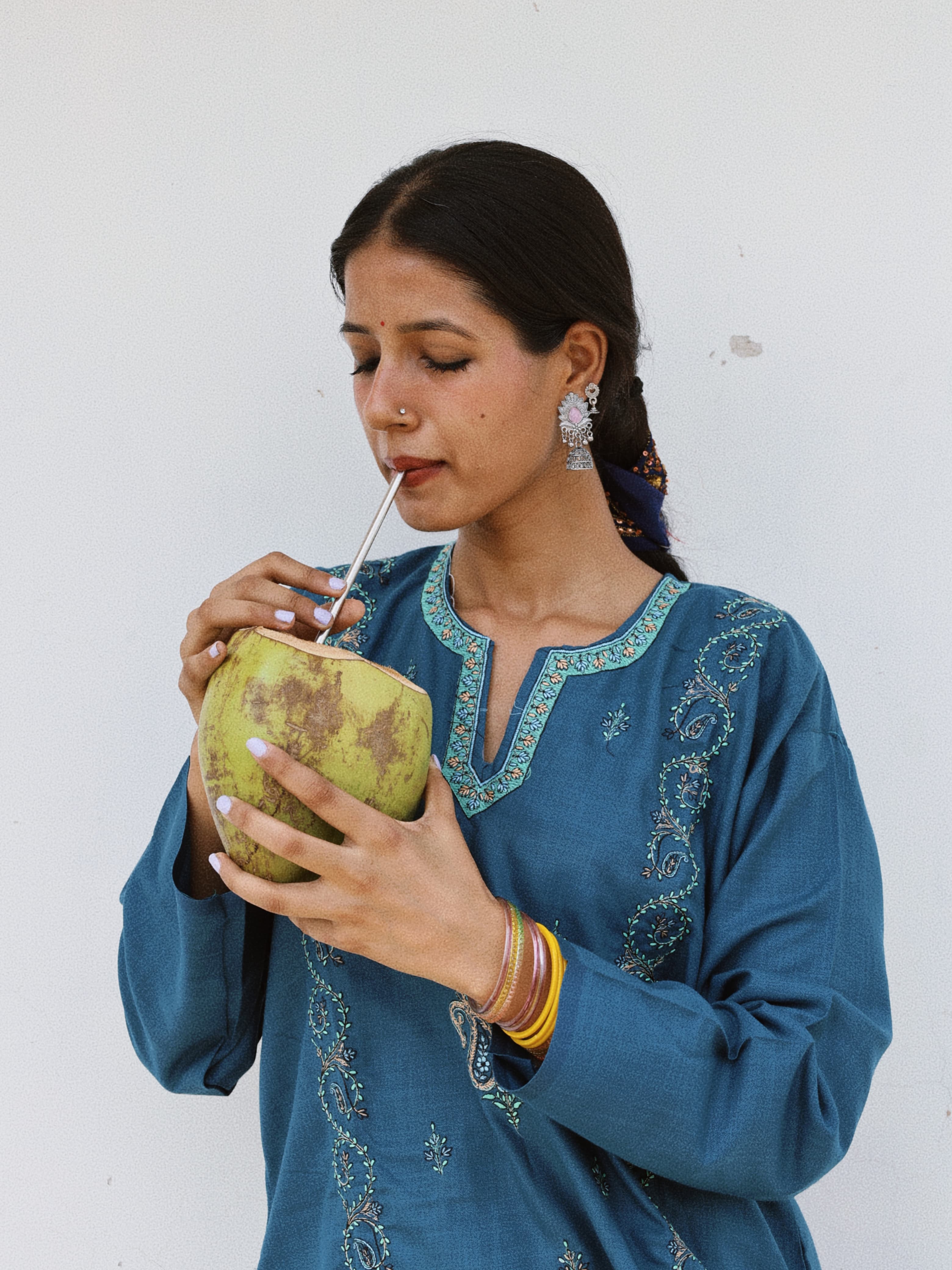 Noor : Sozni embroidery summer kurti | Dark Teal